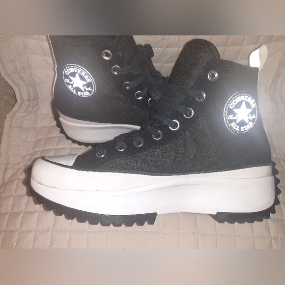 Converse Run Star Hike EUC' Textured Felt/Canvas Dark Gray/Black. M 7  W 8.5 - Picture 2 of 8